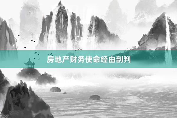 房地产财务使命经由剖判